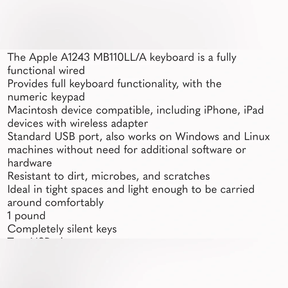 Apple Wired Keyboard with Numeric Keypad - Silver and White